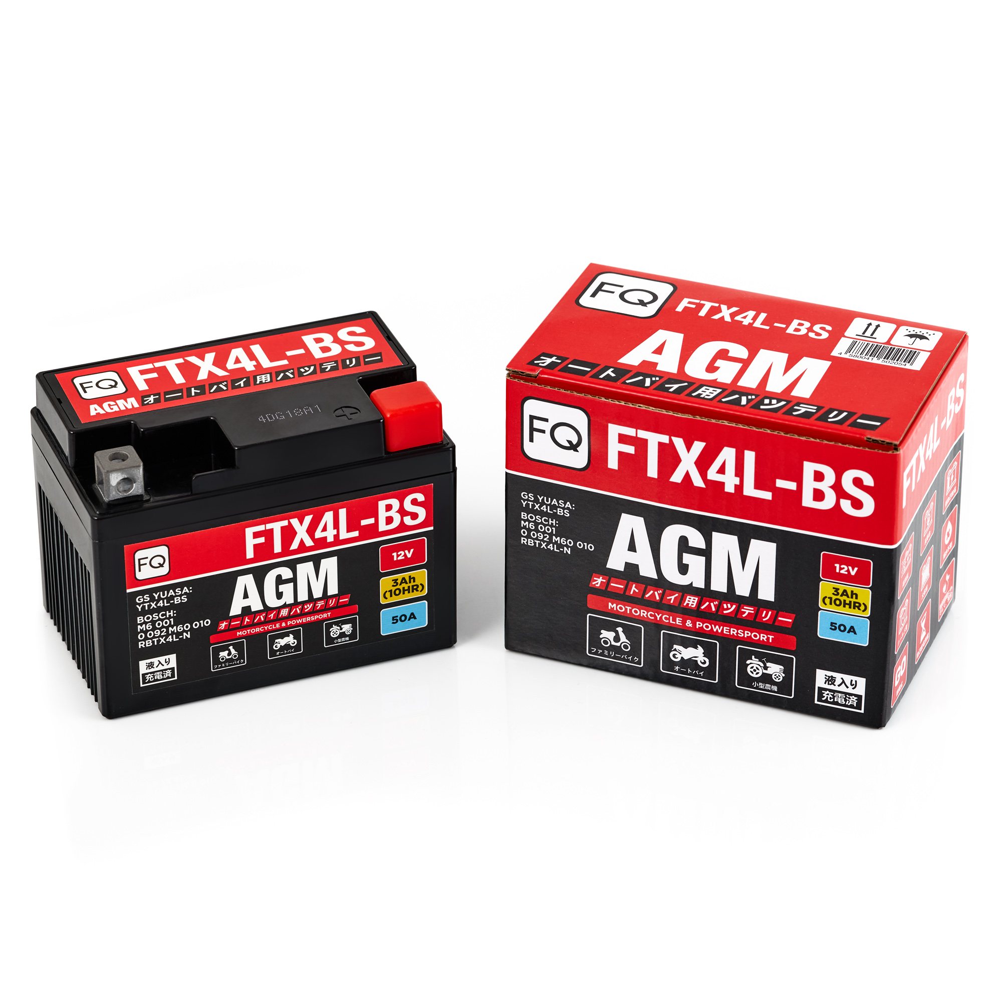 Мото аккумулятор FQ 3Ah FTX4L-BS AGM